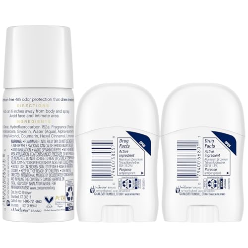 Dove Travel Deodorant for Women Variety 3-Pack – Advanced Care Invisible, Cool Essentials Mini, Cucumber & Green Tea Spray