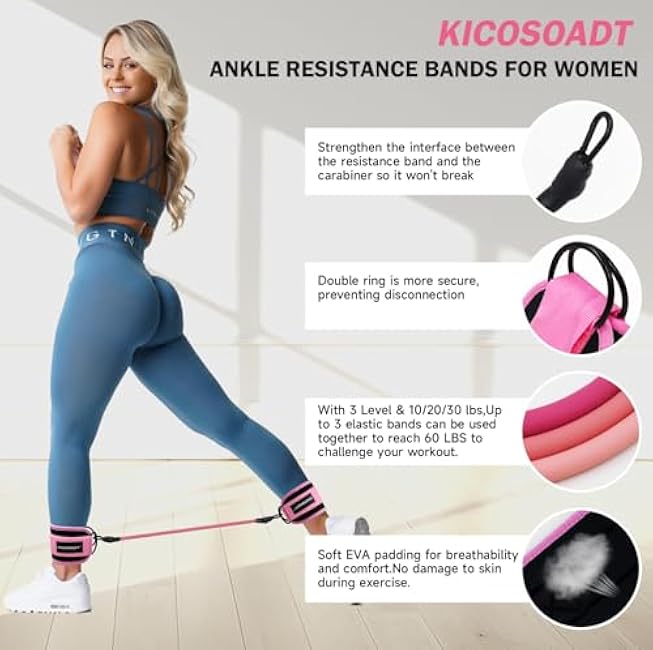 Ankle Resistance Bands,Ankle Weights,Glute & Lower Body Exercises Equipment,Pilates Equipment for Ankle,Workout Sets for Women,Resistance Bands for Working Out,Exercise Bands for Butt Lift