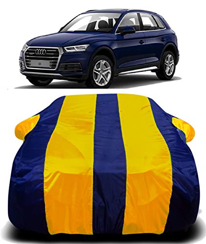 Image of Car Body Cover Waterproof Accessories Compatible with Audi Q5 Car Body Protection Dust Proof Rain Cover Protects from Sunlights and Uv | Yellow Stripes