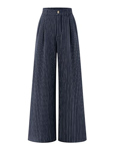 ZESICA Women's Wide Leg Striped Palazzo Pants 2026 Casual High