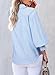 Astylish Ladies Spring Summer Tops Outfits Loose Cuffed Striped Puff Long Sleeve Blouses & Button-Down Business Henley Shirts Spring Summer Tops with Pocket Sky Blue Stripe Medium