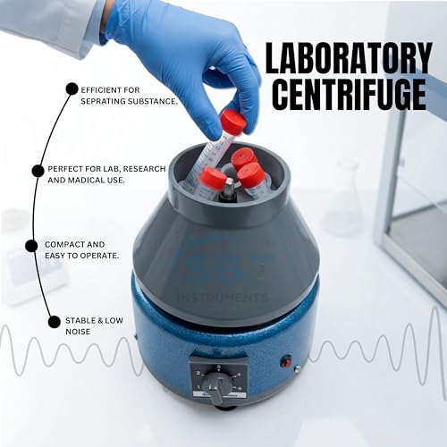 Image of Laboratory Centrifuge Machine for Blood Separation | Clinical Doctor Centrifuge with Shock-Free ABS Body | Medical Lab Equipment for Diagnostic & Research Use (Black & Blue)