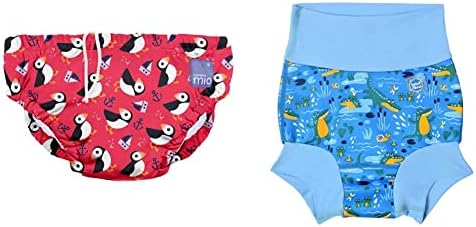 Bambino Mio, Reusable Swim Nappy, Pelican Pier, 1-2 Years & Splash About Happy Nappy, Vintage Moby, 12-24 Months