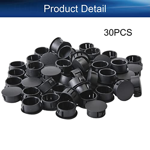 Image of Heyiarbeit 30pcs Hole Plugs 4 /5 inch / 20mm Nylon Plastic Round Snap in Type Locking Hole Tube Furniture Fencing Post Pipe Insert End Caps Black Tone