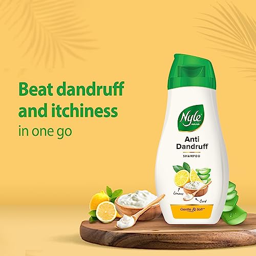 Image of Nyle Naturals Anti Dandruff Shampoo, With Lemon And Curd, Gentle and soft shampoo, PH balanced and Paraben free, For Men and Women,90ml