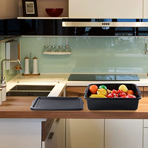 Ucake 3-Pack Plastic Bus Box With Lid, Commercial Bus Tubs, 13 L, Black #TOP5