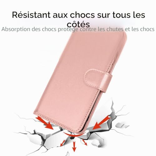 TECHGEAR Etui iPhone iPhone 12, iPhone 12 Pro Portefeuille, Housse en Cuir avec Rabat de Protection, Fentes pour Cartes, Béquille et Dragonne, Cuir PU Rose Gold Compatible avec iPhone 12/12 Pro 6.1" – vue 8