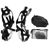 Pinza para Zapatos de Escalada en Hielo de 18 Dientes, crampones Antideslizantes para montañismo, Material de Acero Inoxidable de Alta Densidad con Bolsa portátil, arnés de (Metro)