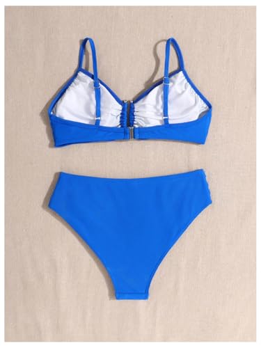 Milumia Girl's Swimsuit 2 Piece Pleated Spaghetti Strap Wired Bikini Set Beach Swimwear2