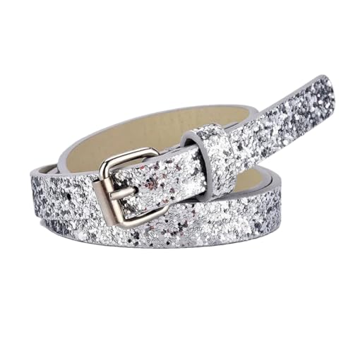 Hcclijo Women's Glitter Glitter Belt Square Button Jeans Belt Women's Pu Belt Jeans Belt