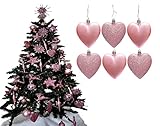 Contenu : 3 boules pailletées et 3 boules de Noël mates en forme de cœur