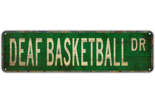 A Day in the Life of a Deaf Student 9 Retro Metal Tin Sign DEAF BASKETBALL DR - Inclusive Sports Bedroom Garden Bar Wall Decor 4x16 inch