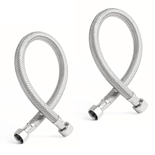 Image of MILA German-Standard Geyser Connection Hose Pipe SS-304 24 inch - Pack of 2 | Stainless Steel Bathroom & Kitchen Accessory | Corrosion Resistant, Flexible & Hot Water Tested | 3-Year Warranty