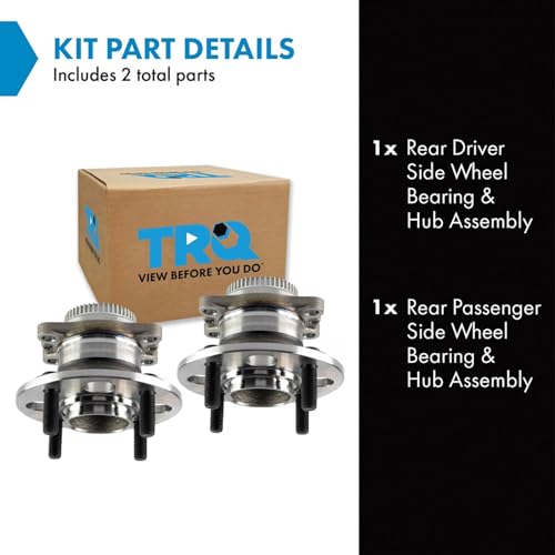 Image of TRQ Rear Wheel Bearing and Hub Assembly Set 2 Piece Compatible with 2012-2017 Hyundai Accent 2012-2017 Kia Rio