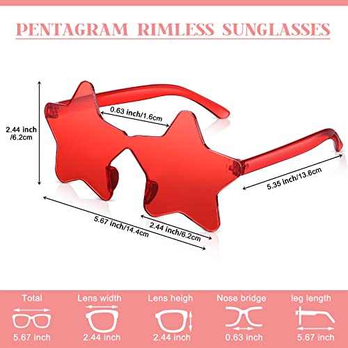 CHENGU 2 Pcs Star Shape Rimless Sunglasses Transparent Candy Color Sunglasses Party Favor star glasses for Women2