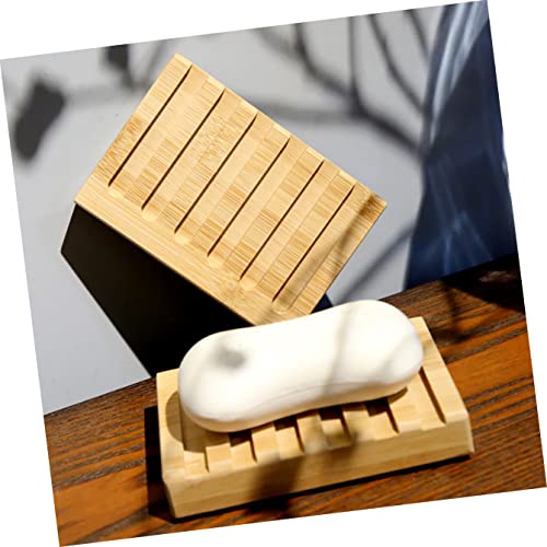 Cabilock 4 Pcs Bathtub Home Wooden Gym Soap Dish With Shower Waterfall Case Color Outdoor Saver Drain Sink Tray Toilet Handmade Dishes Sponge For And Wood Draining Natural Kitchen Scrubber #TOP6