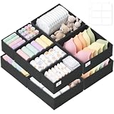SIXDOVE Drawer Organizer Storage for Clothes, Socks, 10 Pack, Black | Organize Baby Clothes, Underwear and Socks with Foldable Nursery Storage Bins, Support Boards and Three Sizes