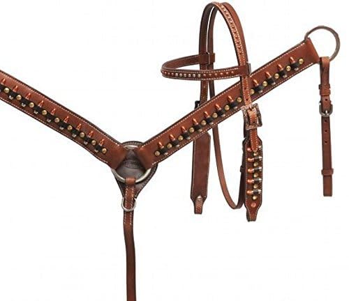 Showman "Ammo Belt Style Leather Bridle & Breast Collar Set w/Bullet Conchos