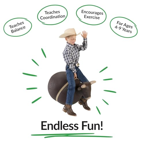 Big Country Toys Bouncy Bull Kids Toys - Rodeo Ride On Toys for Ages 3+ - Bouncy Animals for Toddlers - Inflatable Kids Hopper Toy with Hand Pump