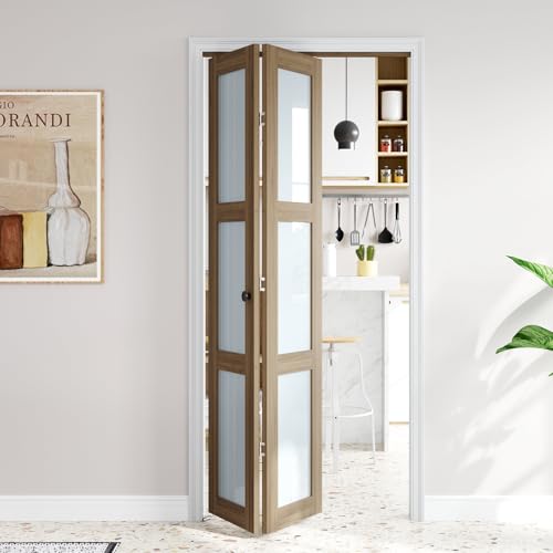 Image of FREDBECK Bifold Door for 32x80 Opening (Double 16x80),Glass Interior Doors