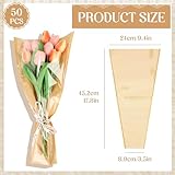 Cecliy 50 Pcs Flower Bags for Bouquets, Kraft Paper Flower Sleeves, Bouquet Wrapping Paper for Birthday Wedding Graduation Gifts, Florist Wrap Supplies, 45.2 x 24 cm / 17.8 x 9.4 Inches