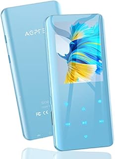 AGPTEK 32GB MP3 Player Bluetooth 5.0 with 2.4 Inch TFT Colour Screen, HiFi Music Player with Speaker, Touch Buttons, FM Radio, Recording, Support up to 128 GB, Blue