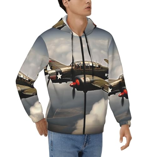 Avion de la Seconde Guerre mondiale sweat zippé épais aux finitions soignées pour homme