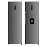 Cookology 630L Tall Fridge and Freezer Pack, Freestanding with Low Noise, Water Dispenser, Frost Free System, Digital LED Touch Display and Reversible Doors - Inox