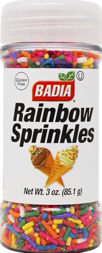 Badia Rainbow Sprinkles 3 oz – Colorful Topping for Ice Cream, Cakes, Cookies, Cupcakes & Desserts – Sweet Decoration for Baking