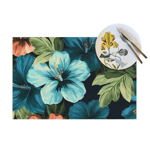 Set de table fleur d hibiscus lot de 4 pour salle a manger - 8