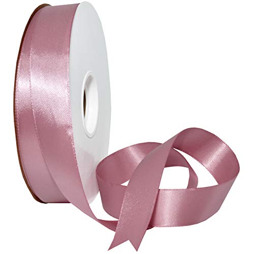 Image of Morex Ribbon 08822 /50-165 Double Face Satin Ribbon, 7 /8 inch x 50 Yd, Rosy Mauve