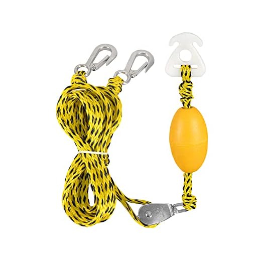 Boat Tow Harness for Tubing, 12 ft Self Centering Y Ski Rope Harness with Heavy Duty Stainless Steel Pully and Clips for Outboard Motor
