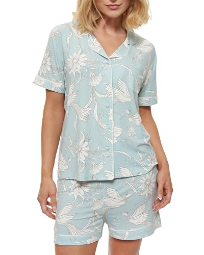 Pop & Plum Soft Cooling Viscose Bamboo Pajamas for Women, Comfy PJs for Summer, Matching Button Up...