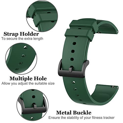 Flenco 20mm Replacement Silicone Strap For Amazfit GTS/Amazfit GTS 2 Mini/GTS 2 / GTS 2e / Amazfit Bip/Bip Lite/Bip S/S Lite/Bip U/U Pro/Amazfit GTR 42mm / Replacement Watch Band - Image 2