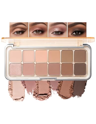 Jutqut 12 Farben Nudetöne Lidschatten Palette – Erdtöne Eyeshadow Palette