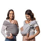 Classic Cotton Baby Carrier Bundle in Grey - Boba Wrap Baby Carrier and PreWrapped Boba Bliss