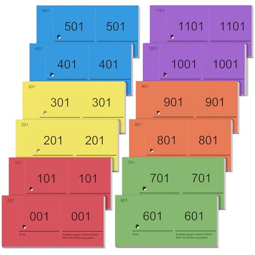 Feuillets numérotés doubles de 1 à 1200 et ticket vestiaire pour loto, kermesse ou exposition