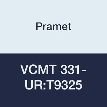VCMT 331-URT9325 Carbide Steel P25 Indexable Turning Insert, Positive, Fine Finishing, 3/8" I.C, 3/16" Thick, 0.016" Radius, CVD, 35 Degree Diamond, Black Pack of 10