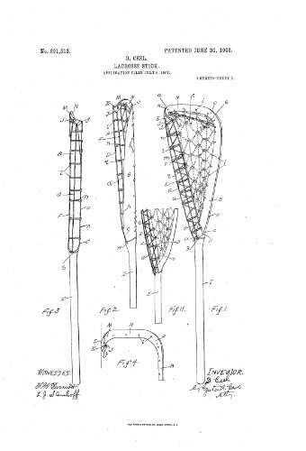 1908 Ceel 891813 Lacrosse Stick Patent