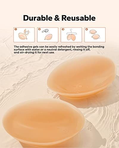 Boobybear Sticky Bra, Strapless Backless Bras For Women, Adhesive Sticky Invisible Lifting Push Up Reusable Silicone Bra (Nude, B Cup) #TOP4