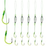 CWSDXM Fishing Spring Feeder Rigs, Ready-to-Use Double Hook Bait Cage Fishing Tackle, Anti-Tangle Spring Bait Cage Rig for Carp Catfish Fishing