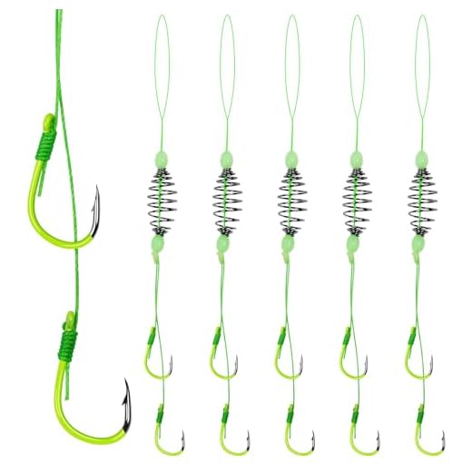 CWSDXM Fishing Spring Feeder Rigs, Ready-to-Use Double Hook Bait Cage Fishing Tackle, Anti-Tangle Spring Bait Cage Rig for Carp Catfish Fishing