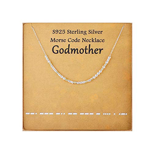 Unijew Morse Code Necklace Godmother NecklaceS925 Sterling Silver Morse Code Pendant Necklace Women Jewelry Birthday Gifts for Girl Women