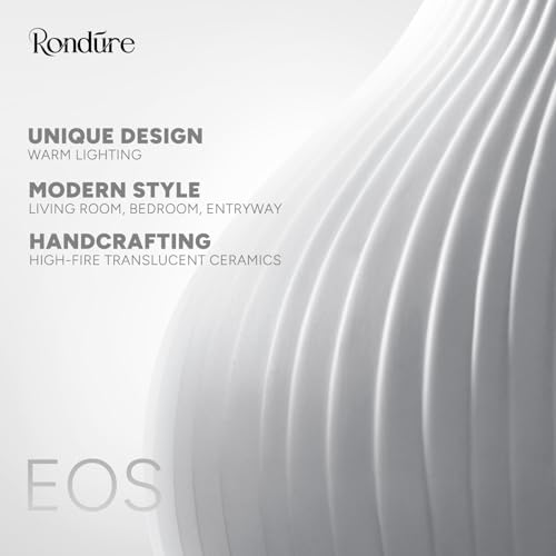 RONDURE 8.7" Modern Ceramic Table Lamp, Modern Bedside Lamps for Bedroom, Living Room and Nightstand, White Translucent Ceramic Shade, Warm Ambient Lighting, Home Decor - Image 6