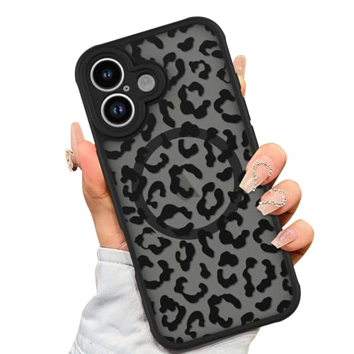 AIGOMARA Magnetic Case for iPhone 17, Black Leopard Pattern Design