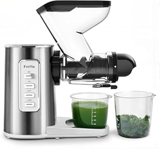 Fretta Estrattore di Succo a Freddo Lento, Professionale in Acciaio Inossidabile per Frutta e Verdura,Facile da Pulire,Estrattore con Motore DC Silenzioso，Alta resa di succo，Senza BPA