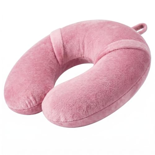 Image of Osim uSnooz Premium Memory Foam Travel Neck Pillow | Ergonomic U-Shape Cervical Support | Airplane, Car & Office Rest Cushion | Washable Soft Cover | Neck Pain Relief | Portable & Lightweight (Pink)