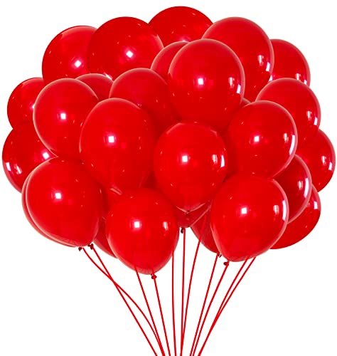 JARTTY 100Stück Rote Luftballons Rot Latex Helium Luftballon (40cm) Rotes Hochzeit Weihnachten Geburtstag Party Ballons Deko Cover