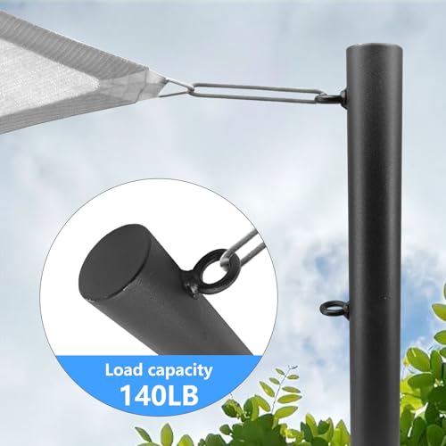 Shade Sail Poles Kit, 2025 Upgraded 2 Poles 9.5Ft Outdoor Sun Shade Sail Post with Concrete Bracket Support Awning Canopy Heavy Duty Metal Pole Kit for Outside Patio Garden Deck Playground Backyard