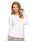 Felina Key Item Long Sleeve Crew Neck Tee (White, Small) | Soft Cotton Modal Spandex Blend | Classic Versatile Long Sleeve Shirt for Women | Comfortable Everyday Top for Layering or Lounging